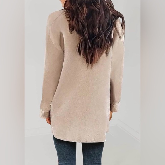 ZESICA Women's Cream Long Sleeves Open Front Knitted Sweater Cardigan SMALL - Picture 2 of 8